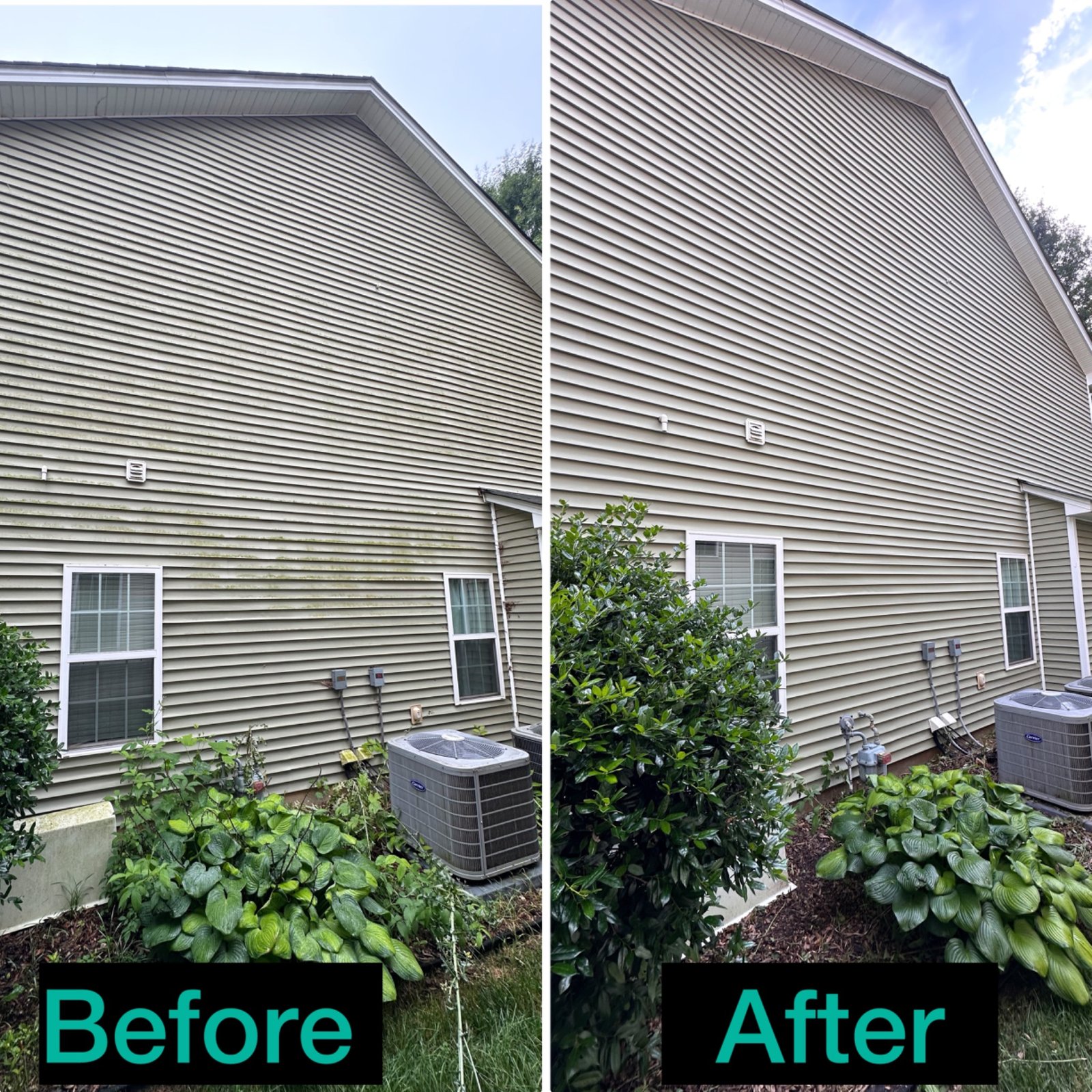 Before and after house washing result by Spartan Exterior Cleaning